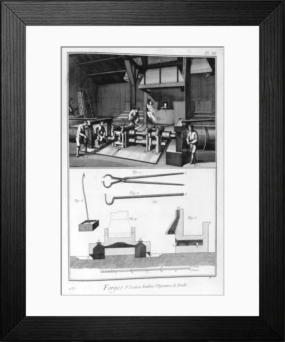 Framed Print : A forge, splitting mill, 1751-1777. Artist: Denis Diderot Framed Print : A forge, splitting mill, 1751-1777. Artist: Denis Diderot