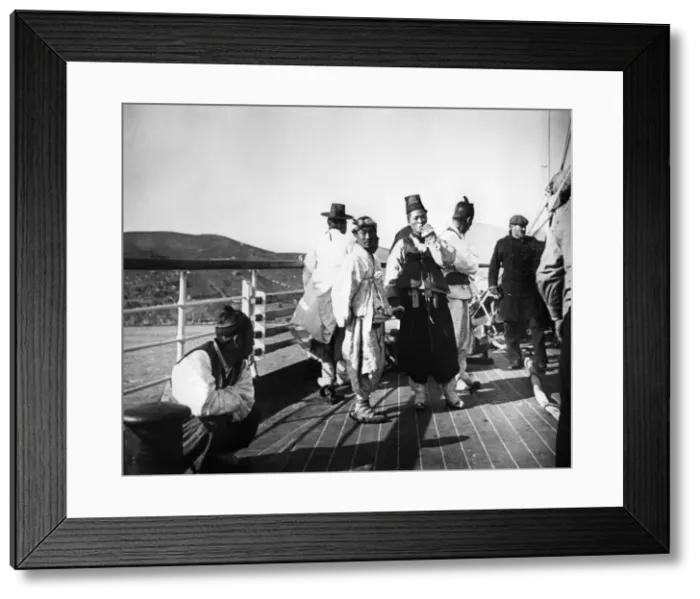 Framed Print : Japanese officials on board a ship, Korea, 1900 Framed Print : Japanese officials on board a ship, Korea, 1900