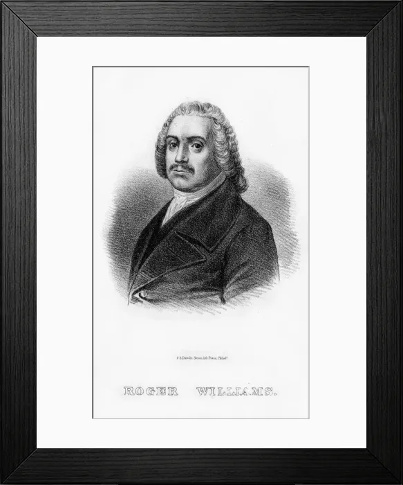 Framed Print : Roger Williams, Anglo-American theologian, 1854 Framed Print : Roger Williams, Anglo-American theologian, 1854