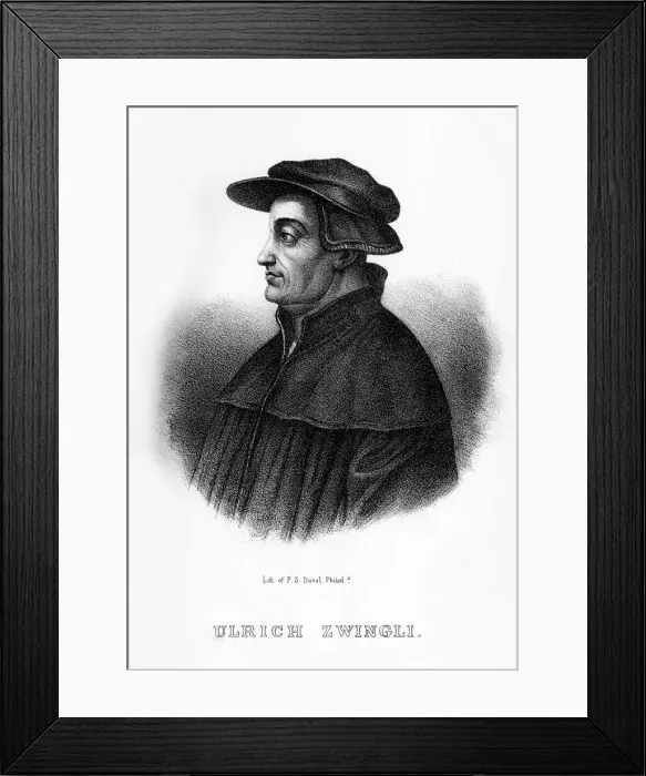 Framed Print : Huldrych Zwingli, Swiss theologian, (1854) Framed Print : Huldrych Zwingli, Swiss theologian, (1854)