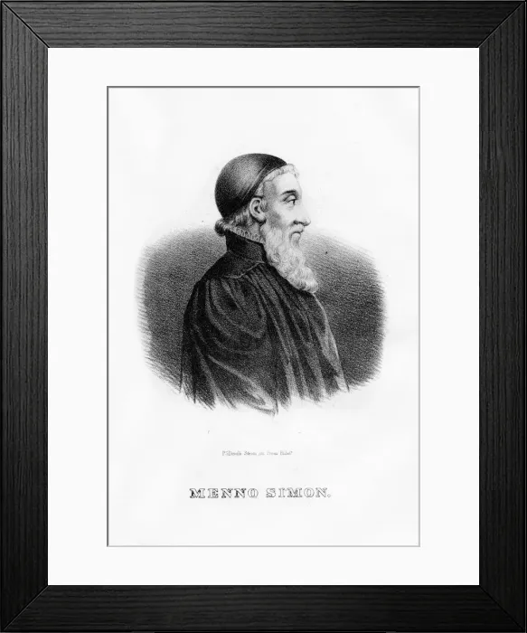 Framed Print : Menno Simons, Dutch Anabaptist religious leader, (1854) Framed Print : Menno Simons, Dutch Anabaptist religious leader, (1854)