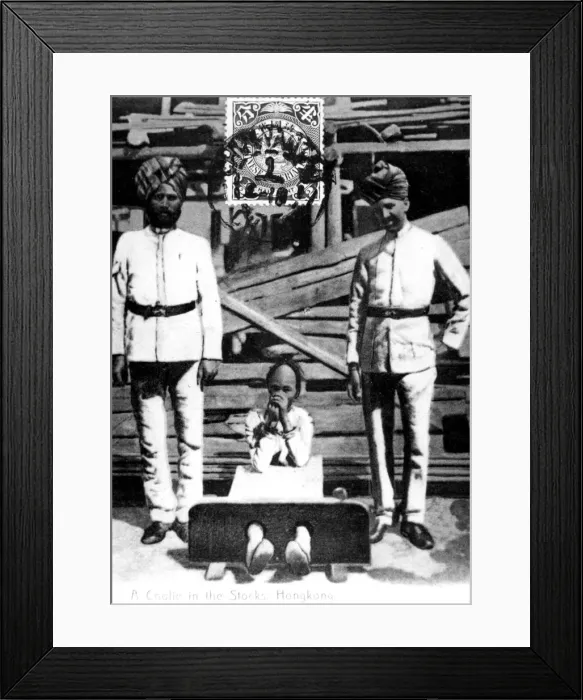 Framed Print : A coolie in the stocks, Hong Kong, 1908 Framed Print : A coolie in the stocks, Hong Kong, 1908