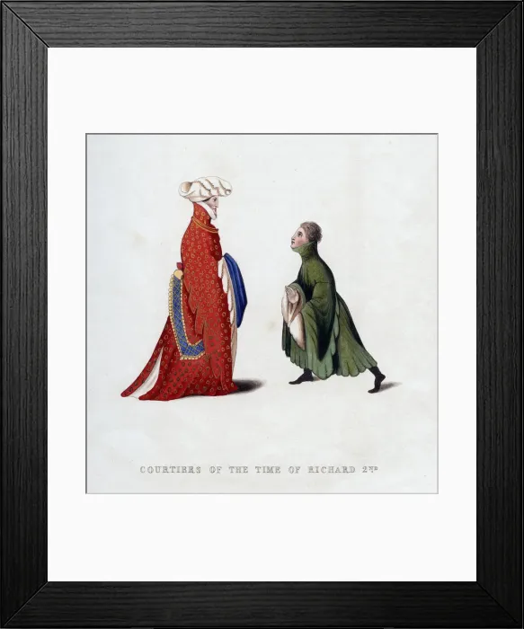 Framed Print : Court dress, 14th century, (1843). Artist: Henry Shaw Framed Print : Court dress, 14th century, (1843). Artist: Henry Shaw