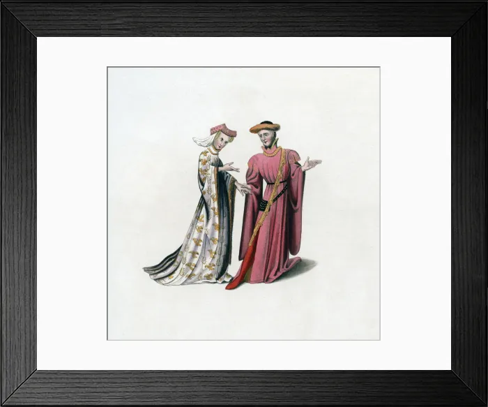 Framed Print : Court dress, 14th century, (1843). Artist: Henry Shaw Framed Print : Court dress, 14th century, (1843). Artist: Henry Shaw