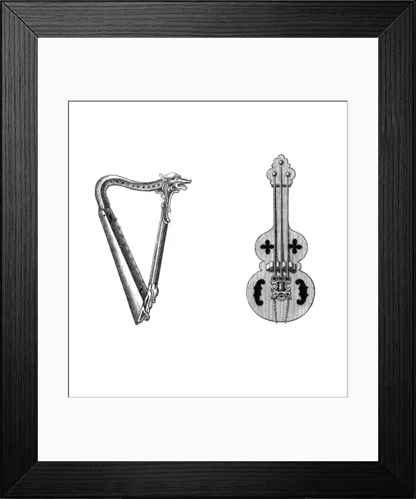 Framed Print : Musical instruments, 12th century, (1843). Artist: Henry Shaw Framed Print : Musical instruments, 12th century, (1843). Artist: Henry Shaw