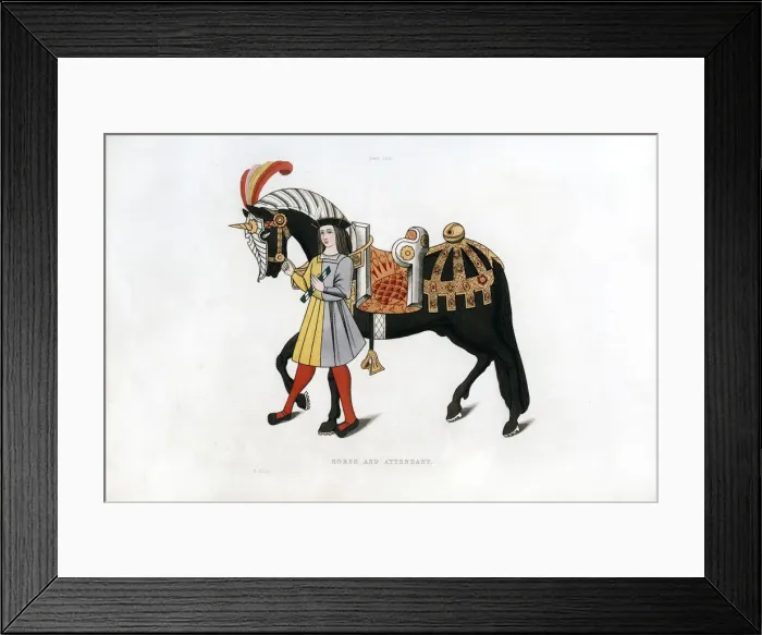 Framed Print : Horse and attendant, c1511, (1843). Artist: Henry Shaw Framed Print : Horse and attendant, c1511, (1843). Artist: Henry Shaw