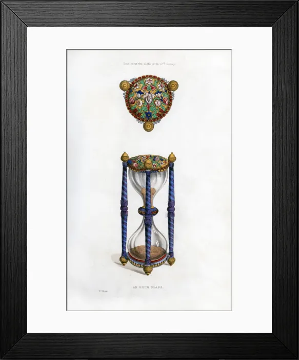 Framed Print : Hourglass, mid-17th century, (1843). Artist: Henry Shaw Framed Print : Hourglass, mid-17th century, (1843). Artist: Henry Shaw