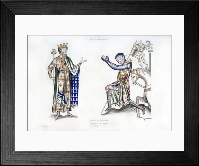 Framed Print : King and knight, late 12th century, (1843). Artist: Henry Shaw Framed Print : King and knight, late 12th century, (1843). Artist: Henry Shaw