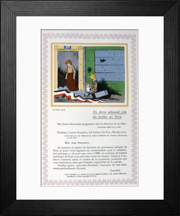 Framed Print : German bombing of Paris, 30th August 1914, (1919). Artist: Andre Helle Framed Print : German bombing of Paris, 30th August 1914, (1919). Artist: Andre Helle