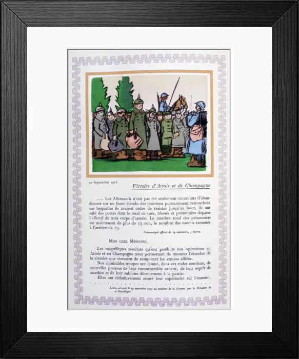 Framed Print : Victory in Artois and Champagne, 30th September 1915, (1919). Artist: Andre Helle Framed Print : Victory in Artois and Champagne, 30th September 1915, (1919). Artist: Andre Helle