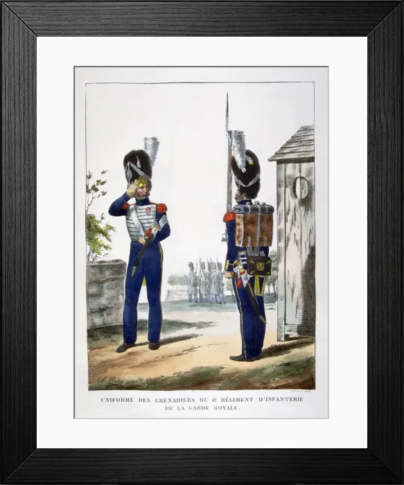 Framed Print : Uniforms of the grenadiers of the French royal guard, 1823. Artist: Charles Etienne Pierre Motte Framed Print : Uniforms of the grenadiers of the French royal guard, 1823. Artist: Charles Etienne Pierre Motte