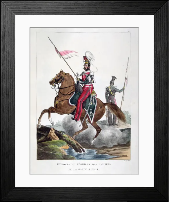Framed Print : Uniforms of a regiment of lancers of the French royal guard, 1823. Artist: Charles Etienne Pierre Motte Framed Print : Uniforms of a regiment of lancers of the French royal guard, 1823. Artist: Charles Etienne Pierre Motte