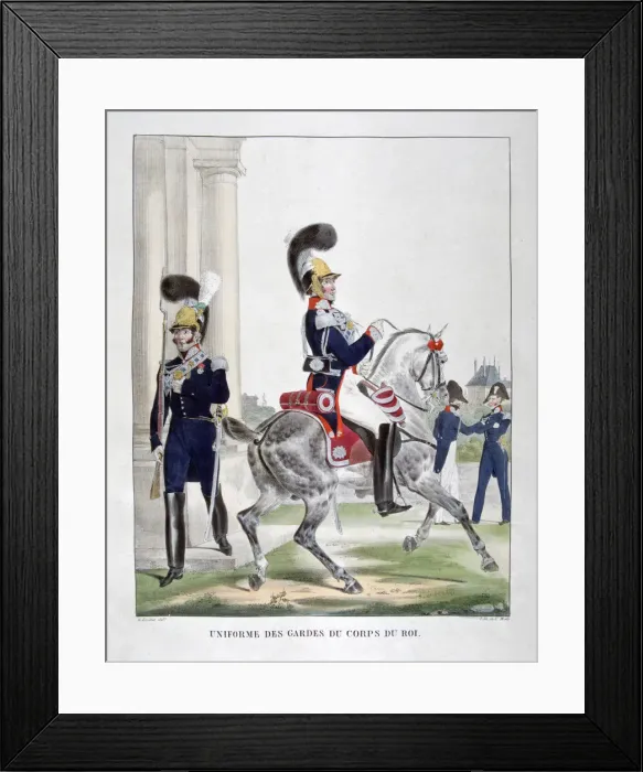Framed Print : Uniforms of guards of the French royal corps, 1823. Artist: Charles Etienne Pierre Motte Framed Print : Uniforms of guards of the French royal corps, 1823. Artist: Charles Etienne Pierre Motte