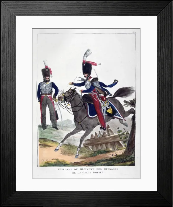 Framed Print : Uniforms of a regiment of hussars of the French royal guard, 1823. Artist: Charles Etienne Pierre Motte Framed Print : Uniforms of a regiment of hussars of the French royal guard, 1823. Artist: Charles Etienne Pierre Motte