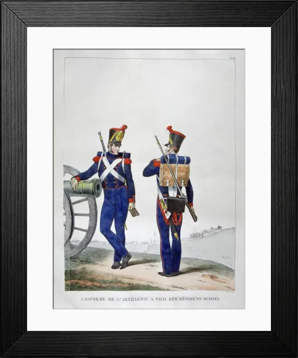 Framed Print : Uniforms of a Swiss artillery regiment, 1823. Artist: Charles Etienne Pierre Motte Framed Print : Uniforms of a Swiss artillery regiment, 1823. Artist: Charles Etienne Pierre Motte