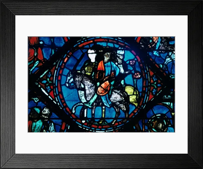 Framed Print : Charlemagne departs for Spain, stained glass, Chartres Cathedral, France, c1225 Framed Print : Charlemagne departs for Spain, stained glass, Chartres Cathedral, France, c1225