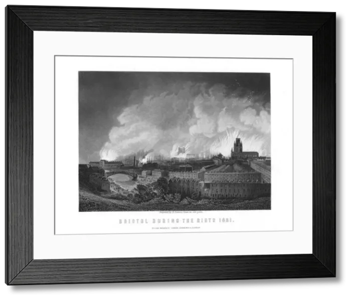 Framed Print : The Bristol Riots of 1831, (1893). Artist: R Dawson Framed Print : The Bristol Riots of 1831, (1893). Artist: R Dawson
