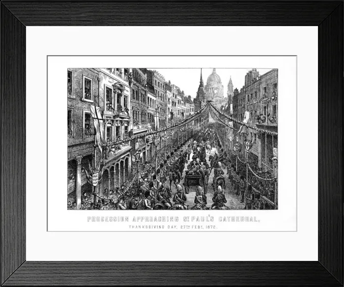 Framed Print : Procession approaching St Pauls Cathedral, Thanksgiving Day, 27 February, 1872, (1899) Framed Print : Procession approaching St Pauls Cathedral, Thanksgiving Day, 27 February, 1872, (1899)