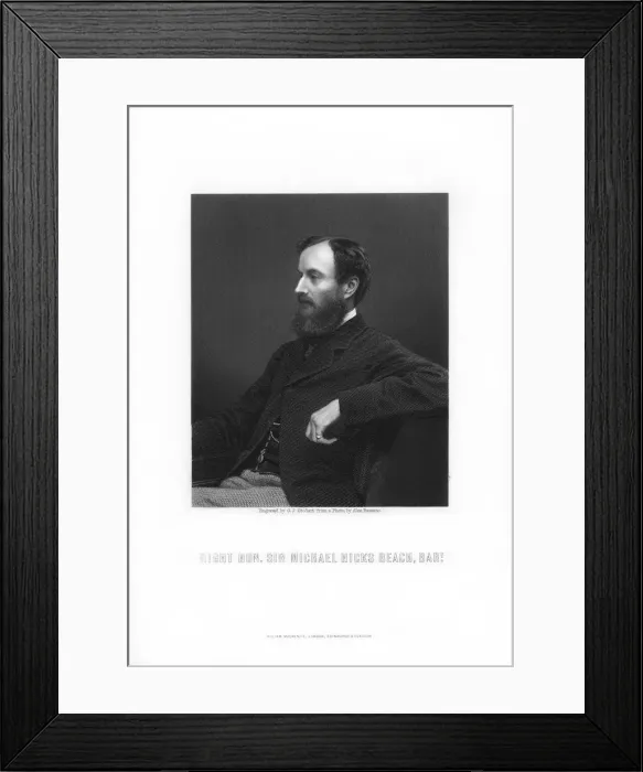 Framed Print : Michael Edward Hicks Beach, 1st Earl St Aldwyn, English statesman, 1881. Artist: George J Stodart Framed Print : Michael Edward Hicks Beach, 1st Earl St Aldwyn, English statesman, 1881. Artist: George J Stodart