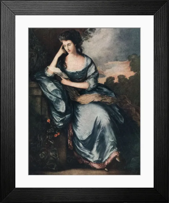 Framed Print : Lady Douglas in the Garden, 18th century (1912). Artist: A James Framed Print : Lady Douglas in the Garden, 18th century (1912). Artist: A James