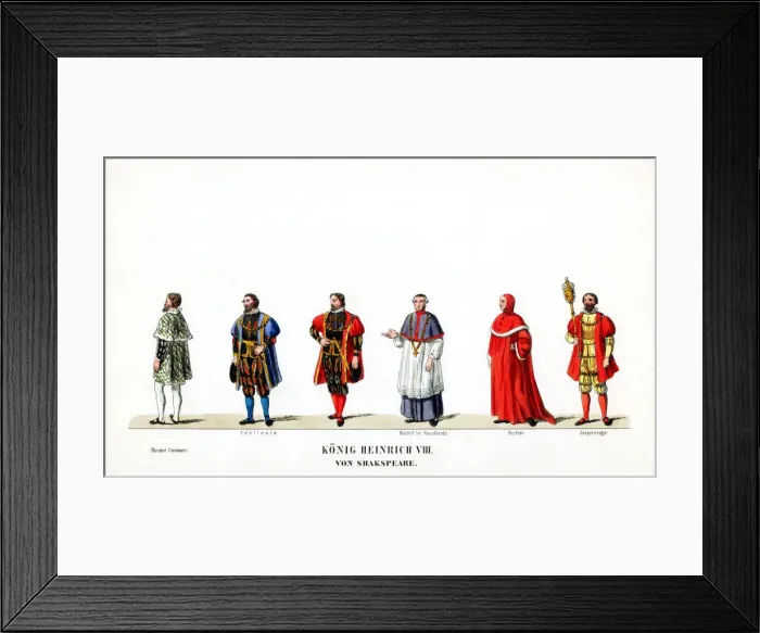 Framed Print : Theatre costume designs for Shakespeares play, Henry VIII, 19th century Framed Print : Theatre costume designs for Shakespeares play, Henry VIII, 19th century
