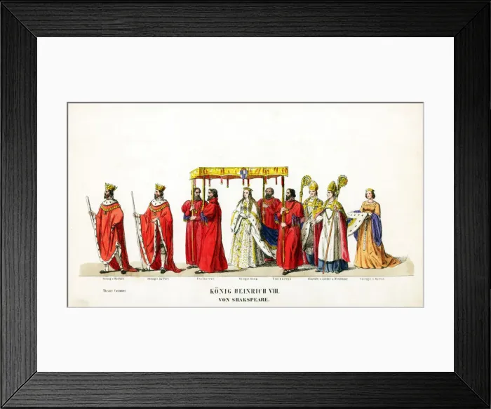 Framed Print : Theatre costume designs for Shakespeares play, Henry VIII, 19th century Framed Print : Theatre costume designs for Shakespeares play, Henry VIII, 19th century