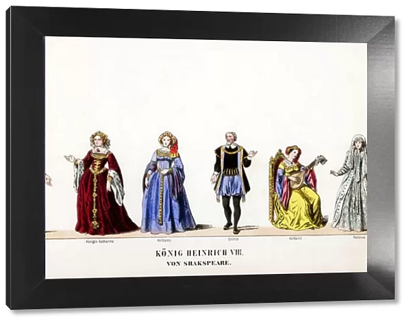 Theatre costume designs for Shakespeares play, Henry VIII, 19th century