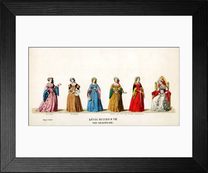 Framed Print : Theatre costume designs for Shakespeares play, Henry VIII, 19th century Framed Print : Theatre costume designs for Shakespeares play, Henry VIII, 19th century