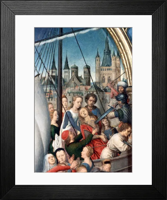 Framed Print : St Ursula Shrine, Martyrdom, Detail, 1489. Artist: Hans Memling Framed Print : St Ursula Shrine, Martyrdom, Detail, 1489. Artist: Hans Memling