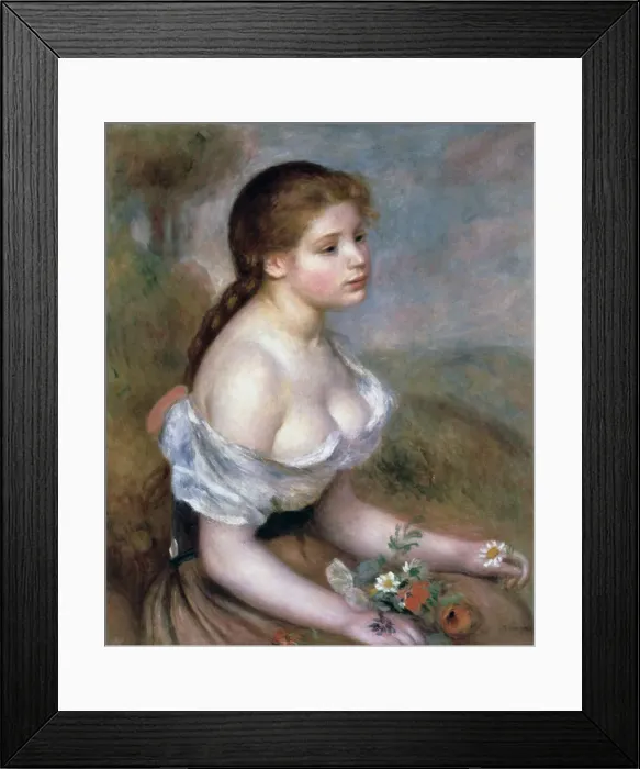 Framed Print : Girl wih Flowers, c1900. Artist: Pierre-Auguste Renoir Framed Print : Girl wih Flowers, c1900. Artist: Pierre-Auguste Renoir