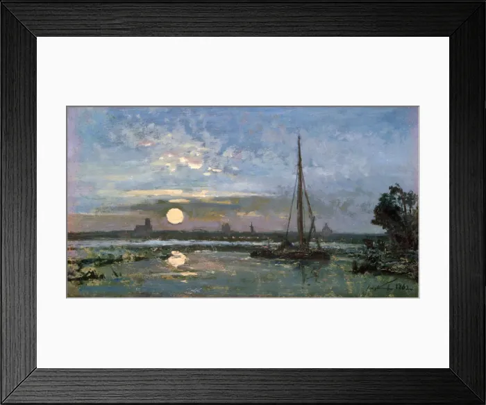 Framed Print : View of a Port in Holland, 1862. Artist: Johan Barthold Jongkind Framed Print : View of a Port in Holland, 1862. Artist: Johan Barthold Jongkind