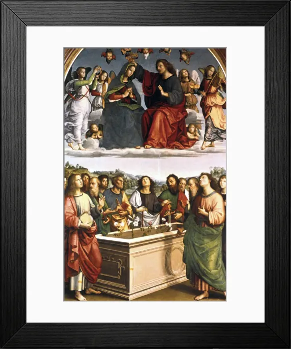 Framed Print : The Crowning of the Virgin (Oddi Altar), 1502-1503. Artist: Raphael Framed Print : The Crowning of the Virgin (Oddi Altar), 1502-1503. Artist: Raphael