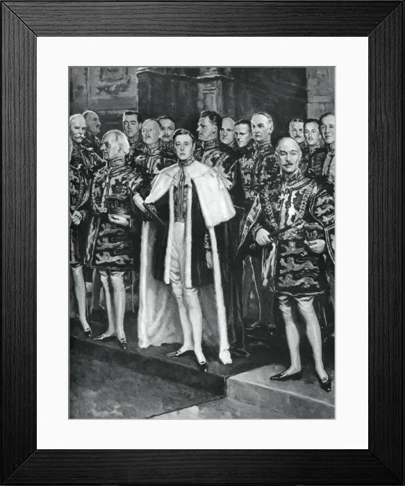 Framed Print : The Earl Marshal, heralds, and other officers of arms, coronation of George VI, 12 May 1937. Artist: W Smithson Broadhead Framed Print : The Earl Marshal, heralds, and other officers of arms, coronation of George VI, 12 May 1937. Artist: W Smithson Broadhead