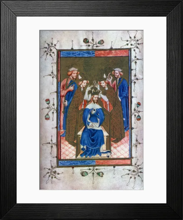 Framed Print : Crowning of a King, from the Liber Regalis, Westminster Abbey, 14th century, (1937) Framed Print : Crowning of a King, from the Liber Regalis, Westminster Abbey, 14th century, (1937)