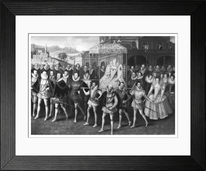 Framed Print : Procession of Queen Elizabeth I to Blackfriars, London, 16 June 1600, (1896). Artist: Marcus Gheeraerts, the Younger Framed Print : Procession of Queen Elizabeth I to Blackfriars, London, 16 June 1600, (1896). Artist: Marcus Gheeraerts, the Younger
