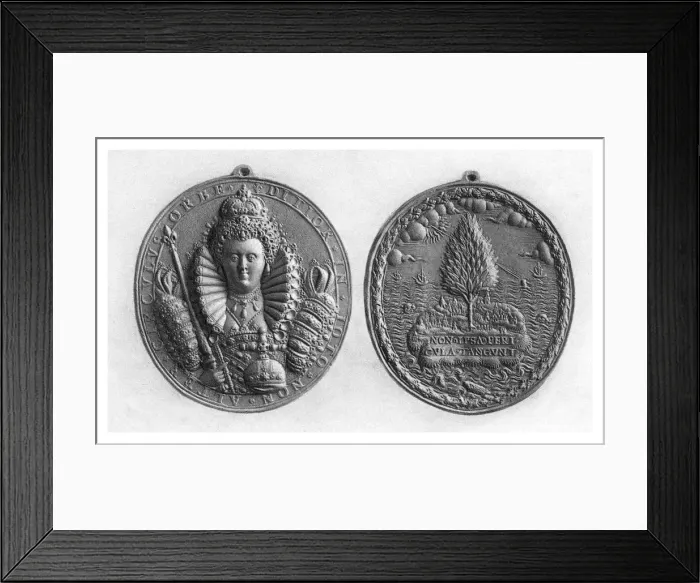 Framed Print : Queen Elizabeth I medal, 16th century, (1896) Framed Print : Queen Elizabeth I medal, 16th century, (1896)