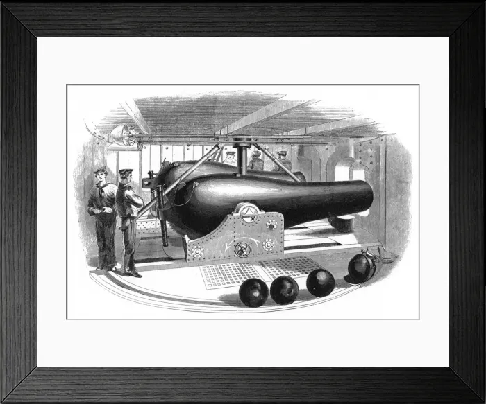 Framed Print : Gun Turret Aboard USS Passaic, c1860s Framed Print : Gun Turret Aboard USS Passaic, c1860s