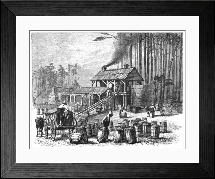 Framed Print : Turpentine Distillery, North Carolina, 1870. Artist: Edwin Austin Abbey Framed Print : Turpentine Distillery, North Carolina, 1870. Artist: Edwin Austin Abbey