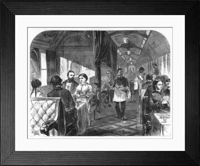 Framed Print : Palace Hotel Car, Union Pacific Railroad, c1870. Artist: A R Ward Framed Print : Palace Hotel Car, Union Pacific Railroad, c1870. Artist: A R Ward