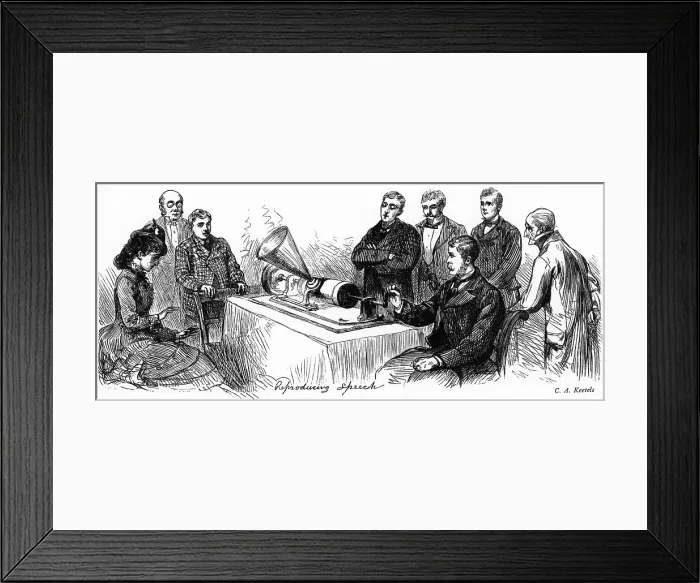Framed Print : Reproducing Speech, 1878. Artist: C A Keetels Framed Print : Reproducing Speech, 1878. Artist: C A Keetels