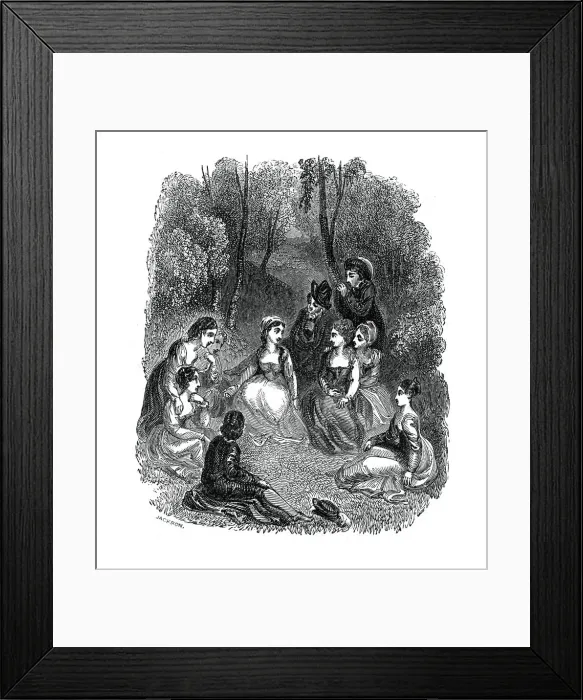 Framed Print : Scene from the introduction to The Decameron by Giovanni Boccaccio, (1833). Artist: Thomas Stothard Framed Print : Scene from the introduction to The Decameron by Giovanni Boccaccio, (1833). Artist: Thomas Stothard