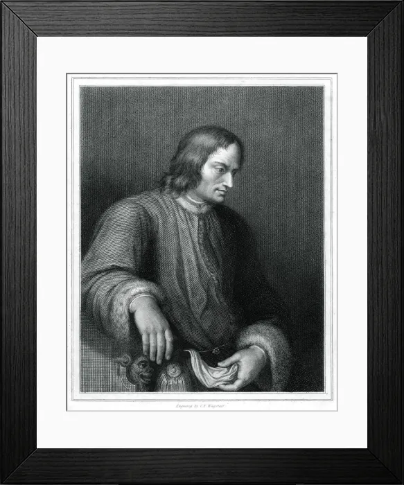 Framed Print : Lorenzo de Medici, Italian statesman and ruler of the Florentine Republic, (1833). Artist: CE Wagstaff Framed Print : Lorenzo de Medici, Italian statesman and ruler of the Florentine Republic, (1833). Artist: CE Wagstaff