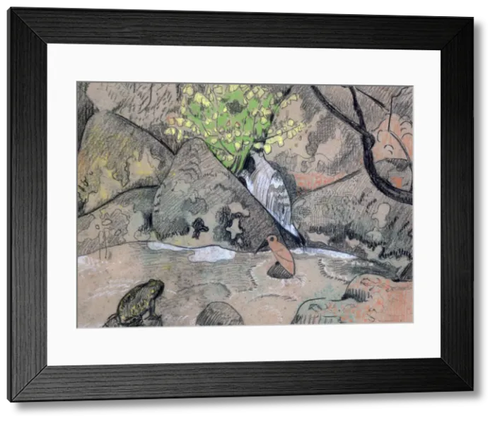 Framed Print : Landscape with a Bird and a Toad, c1883-1927. Artist: Paul Serusier