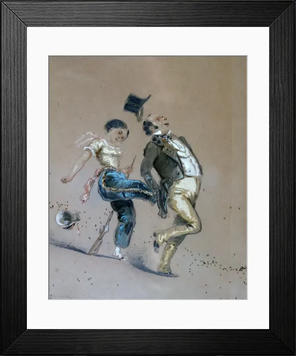 Framed Print : The Army Cook and the Bourgeois, c1824-1866. Artist: Paul Gavarni