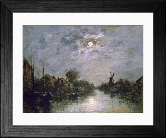Framed Print : Dutch Channel in the Moonlight, c1840-1891. Artist: Johan Barthold Jongkind Framed Print : Dutch Channel in the Moonlight, c1840-1891. Artist: Johan Barthold Jongkind