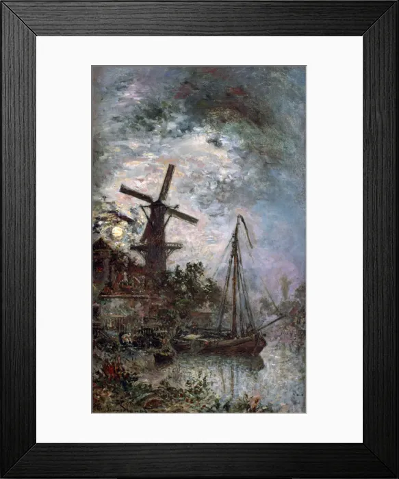 Framed Print : Landscape with a Mill, 1888. Artist: Johan Barthold Jongkind Framed Print : Landscape with a Mill, 1888. Artist: Johan Barthold Jongkind