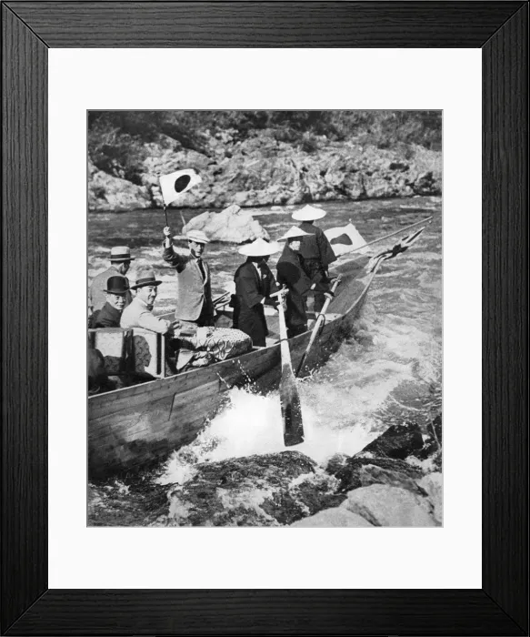 Framed Print : The Prince of Wales shooting the rapids at Kyoto, Japan, 1922 Framed Print : The Prince of Wales shooting the rapids at Kyoto, Japan, 1922