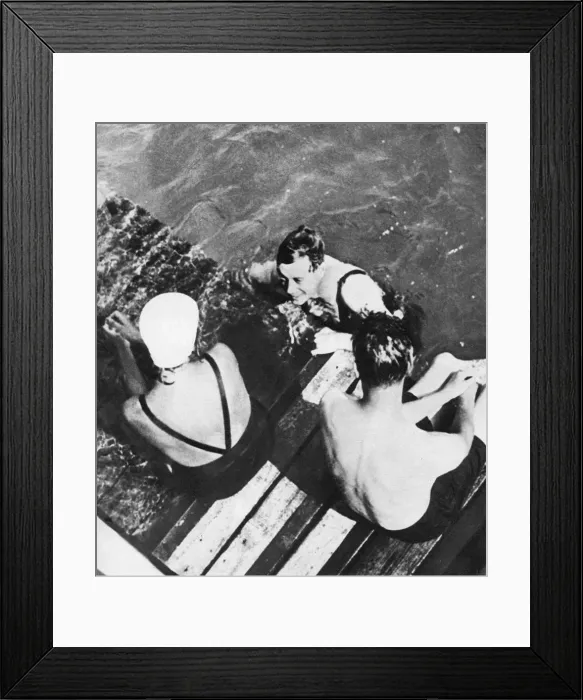 Framed Print : The Prince of Wales with friends on a raft, the Riviera, c1930s