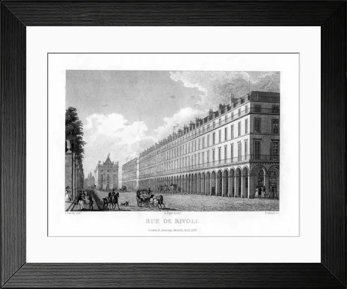 Framed Print : Rue de Rivoli, Paris, France, 1829. Artist: Romney Framed Print : Rue de Rivoli, Paris, France, 1829. Artist: Romney