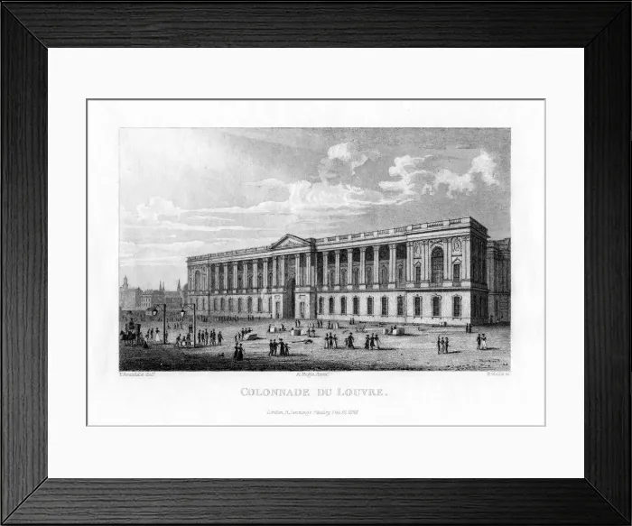 Framed Print : Colonnade du Louvre, Paris, 1828. Artist: H Wallis Framed Print : Colonnade du Louvre, Paris, 1828. Artist: H Wallis